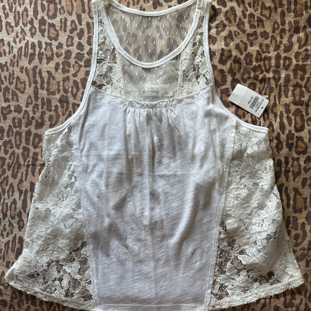 Abercrombie kids girls white swing tank with lace trim NWT
